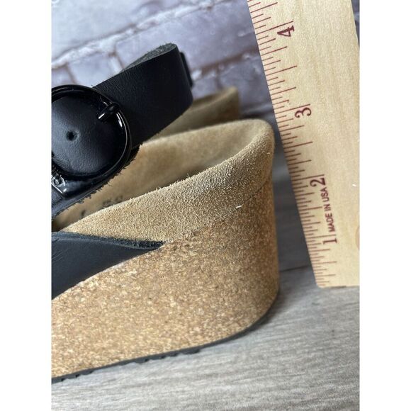 Papillio Birkenstock Samira Black Leather Cork Wedge Sandals Women Sz 38EU/7M US - Picture 9 of 16